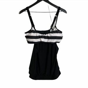 Black & White Striped Tankini Swim Top